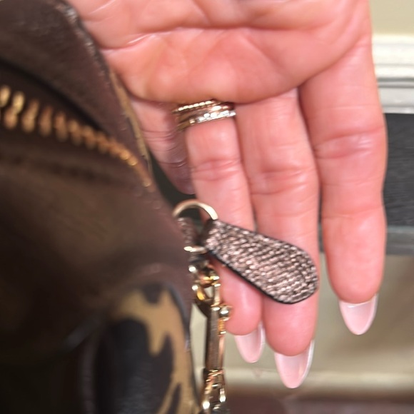 Coach dark brown monogram and leopard trim side Bennet tote or crossbody - Picture 7 of 12